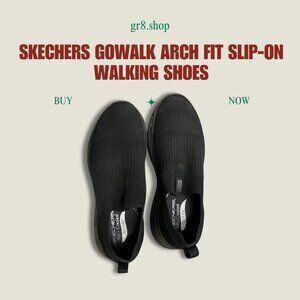 Skechers Go Walk Arch Fit Slip-On Walking Shoes Size 7.5 Black Lightweight & Com